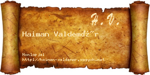 Haiman Valdemár névjegykártya